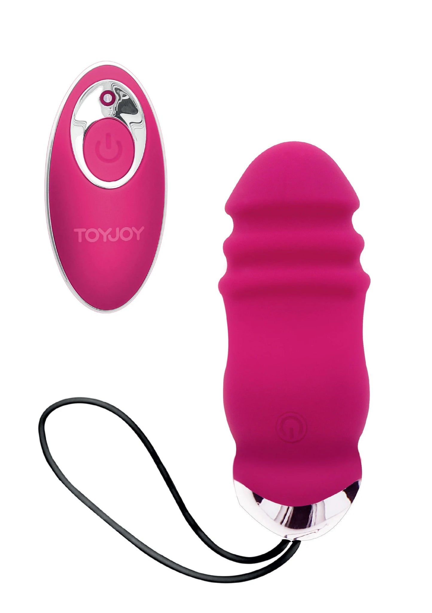 ToyJoy trilvibrator met magenta afstandsbediening en zwarte verbindingskabel
