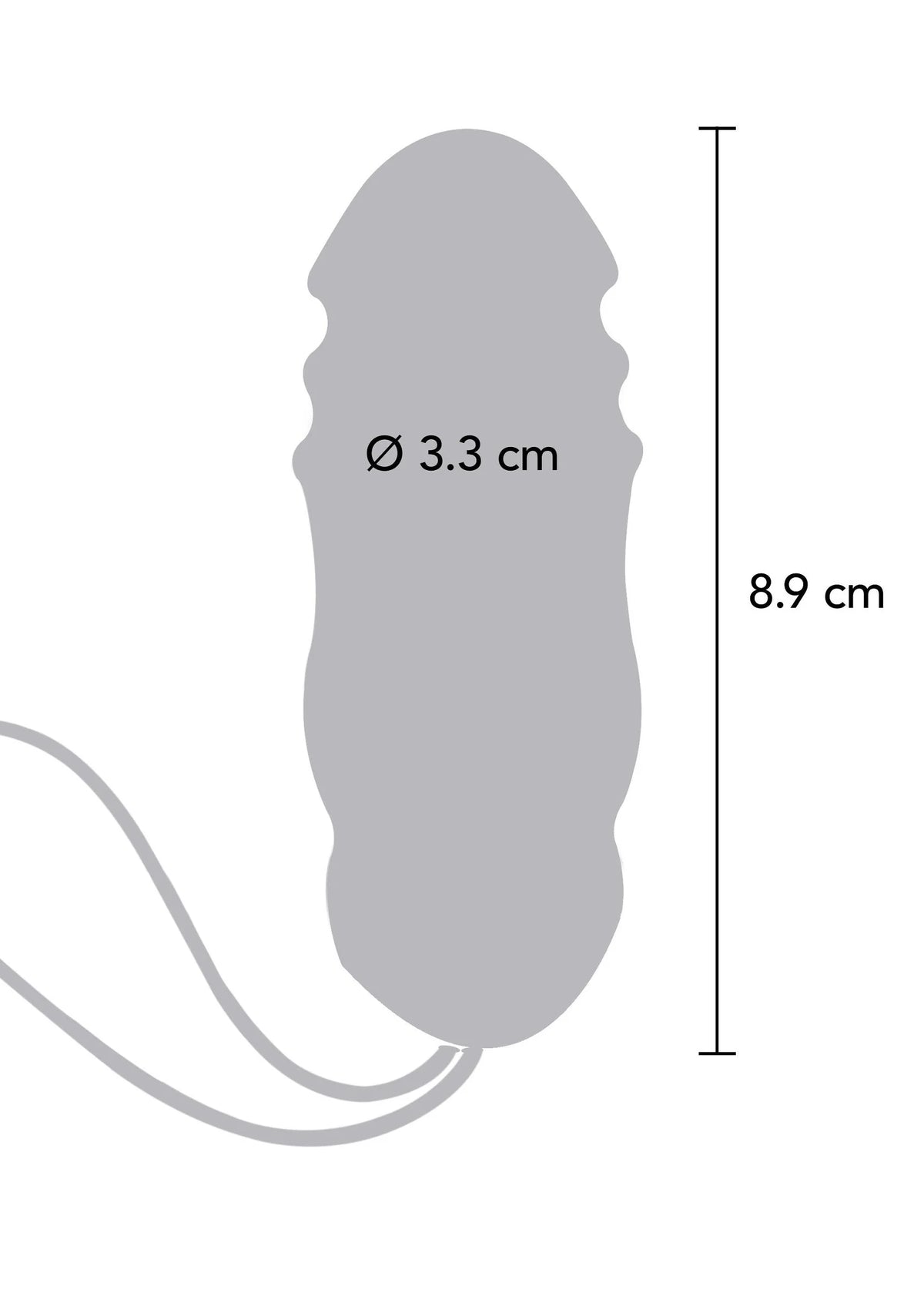 Siliconen vibratorafmeting: Ø 3,3 cm en hoogte 8,9 cm