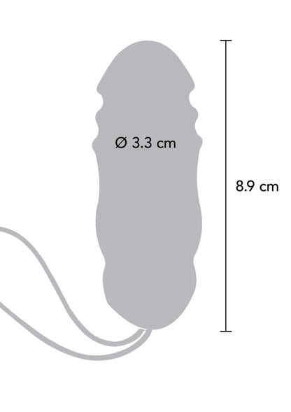 Siliconen vibratorafmeting: Ø 3,3 cm en hoogte 8,9 cm