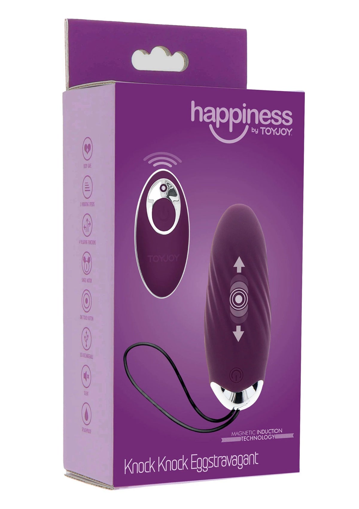 Verpakte paarse eier-vibrator met happiness by ToyJoy en ovaal ontwerp