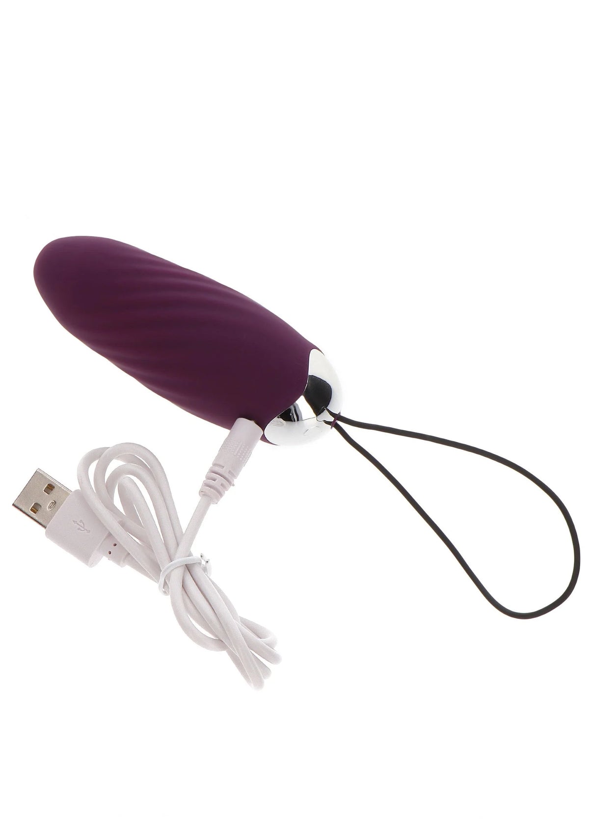 Paars eivormig seksspeeltje met USB-kabel