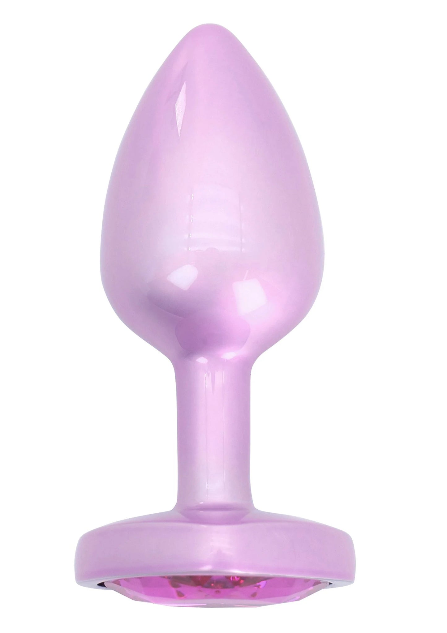 Lila buttplug met brede voet en taps toelopende vorm