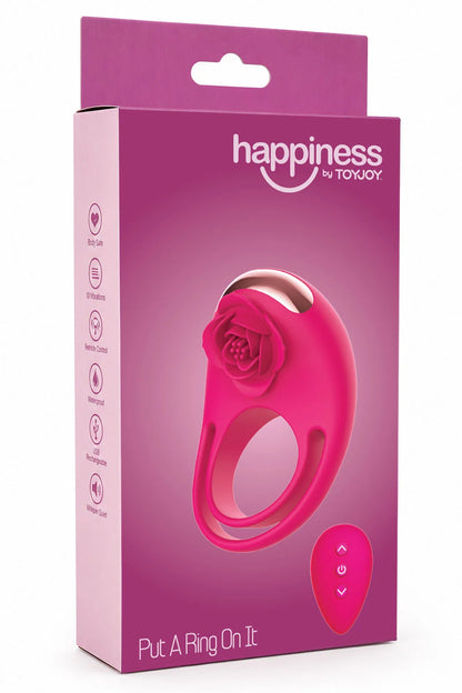 ToyJoy C-ring vibrator met afstandsbediening, roze verpakking met bedieningsknoppen