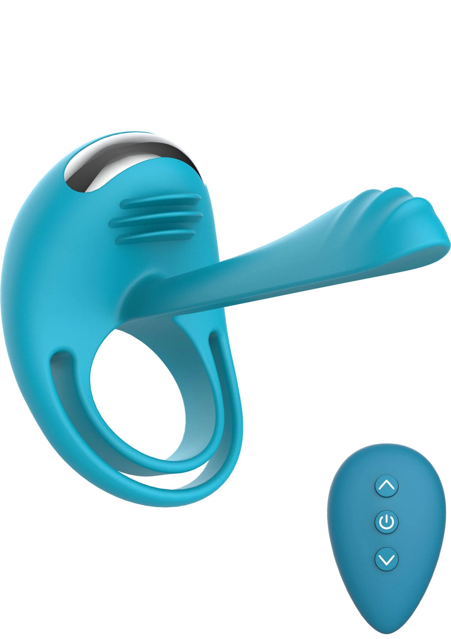 Turkoois C-ring vibrator met ronde ring en bijpassende afstandsbediening