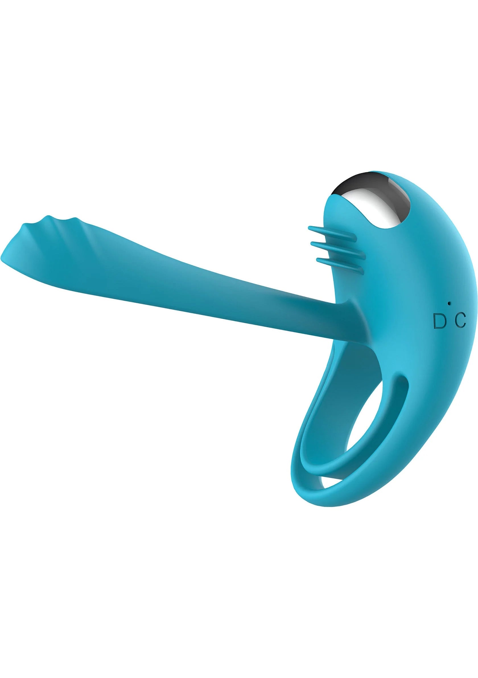 Turkoois C-ring vibrator met lange handgreep en ronde ringopening