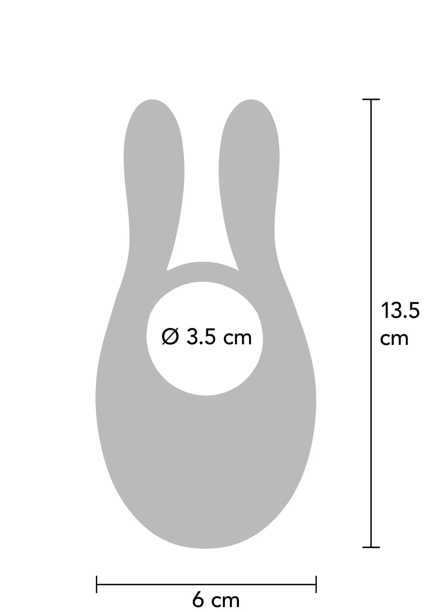 Cockring met afstandsbediening: ringopening Ø3,5 cm, breedte 6 cm, hoogte 13,5 cm