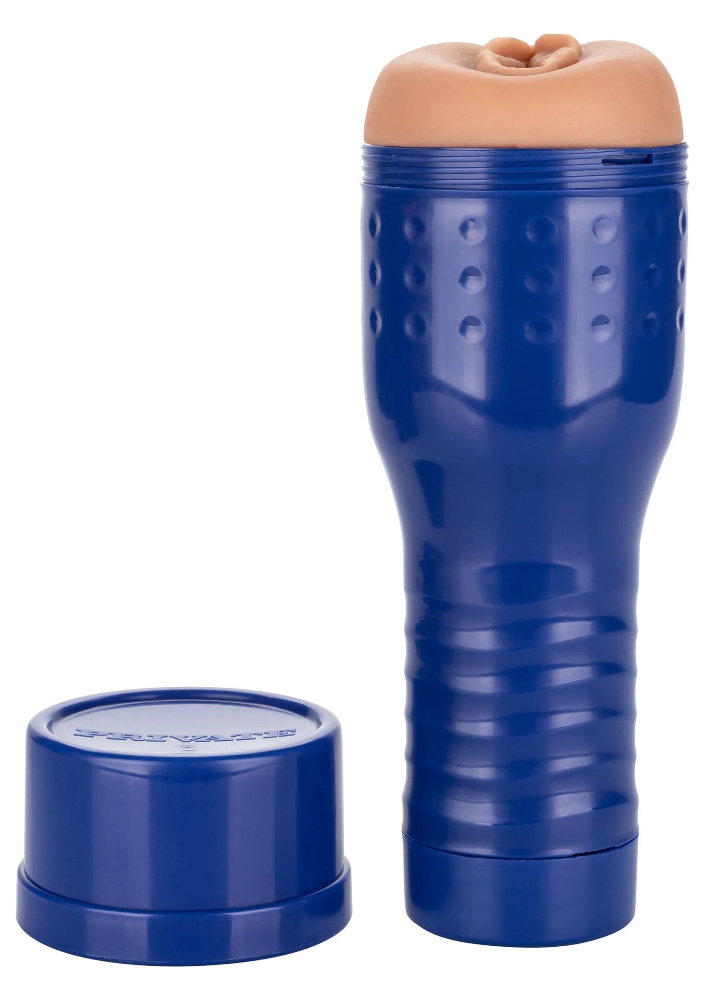 Alexa Tomas masturbator met losse dop, blauwe cilinder en rond deksel
