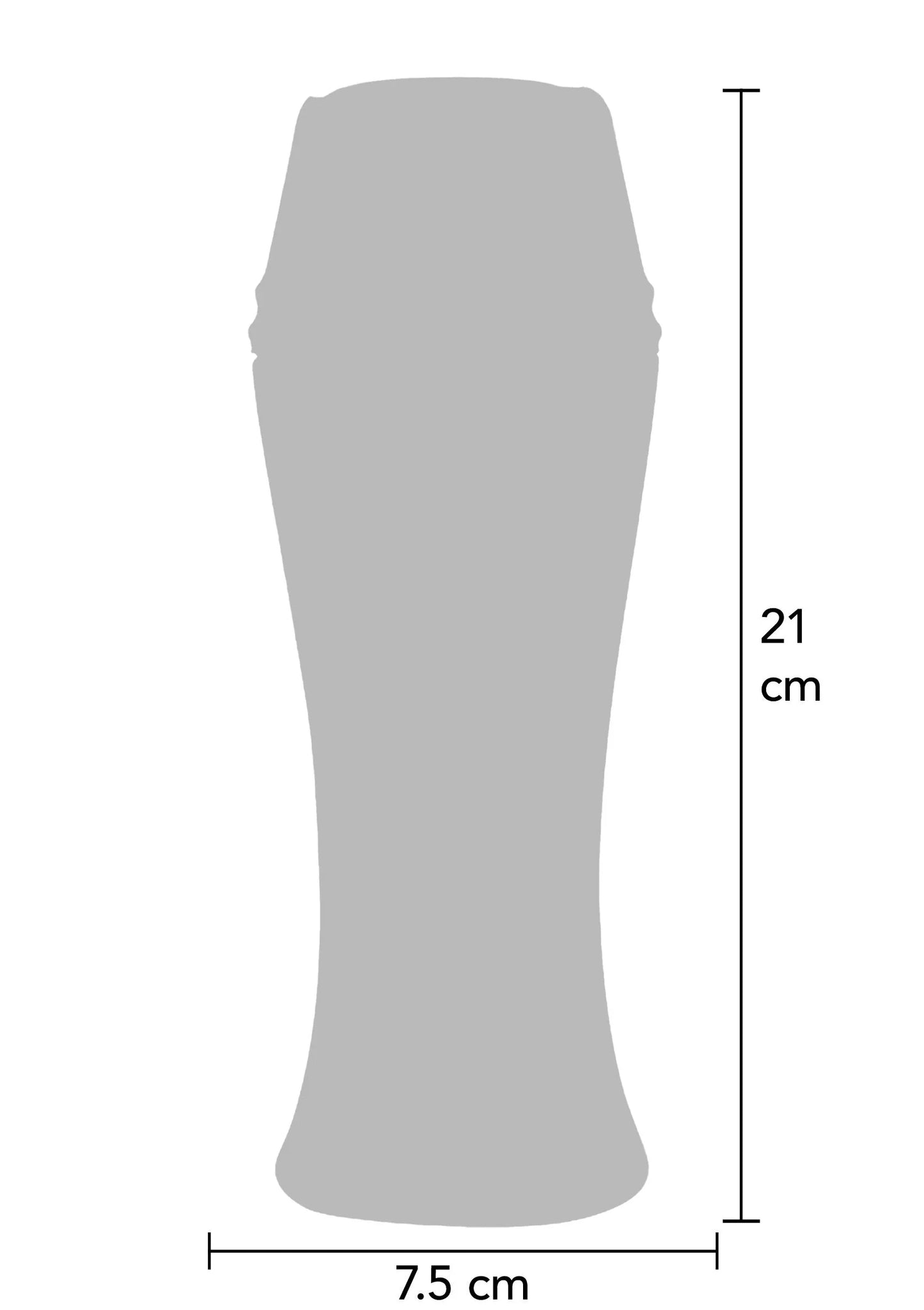 Vacuüm beker: 21 cm hoog, 7,5 cm breed