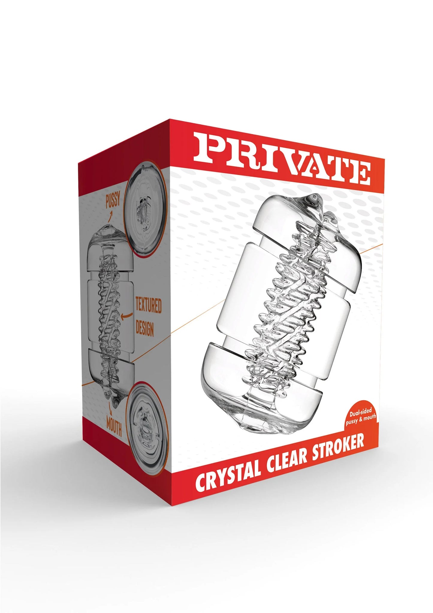 Private Crystal Clear Stroker doos met transparante cilinder en spiraalstructuur