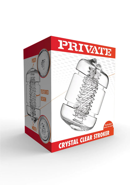 Private Crystal Clear Stroker doos met transparante cilinder en spiraalstructuur