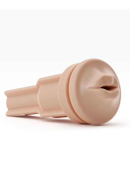 Beige mondhuls met ronde kop en brede insteekopening