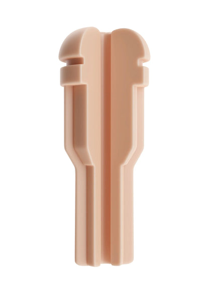 Beige Autoblow AI Ultra anus-sleeve met twee uitsteeksels en lange binnenkam