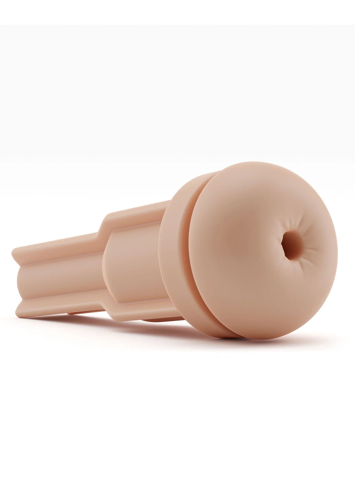 Beige Autoblow AI Ultra anus-sleeve met afgerond uiteinde en insteekdeel