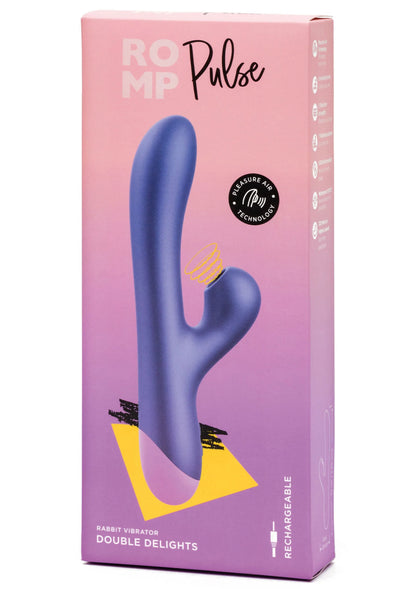 Verpakte Romp Pulse vibrator in paarse verpakking met afbeelding van de konijnenvorm.