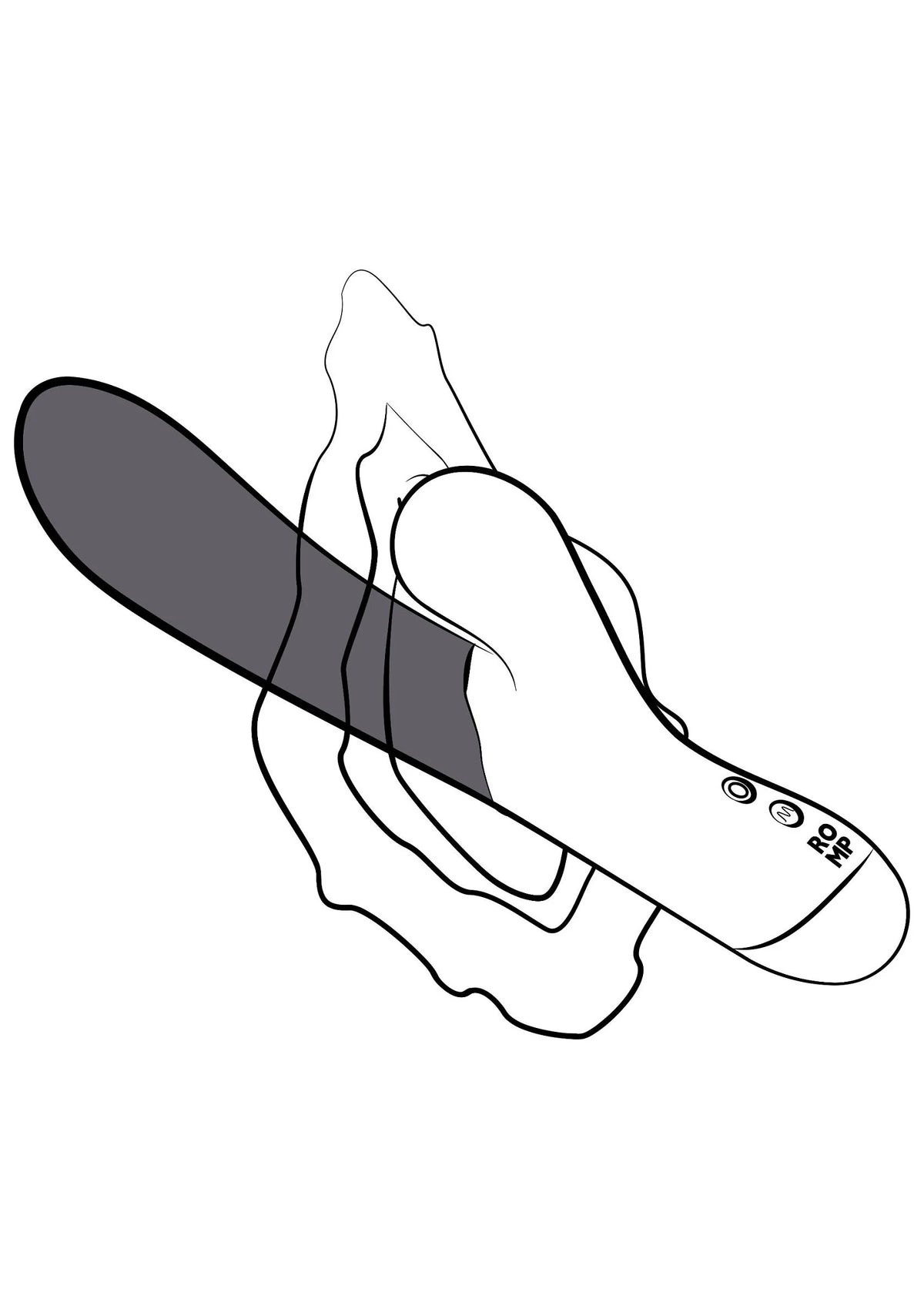 Getekende vibrator met konijnvorm en bedieningsknoppen op het handvat.