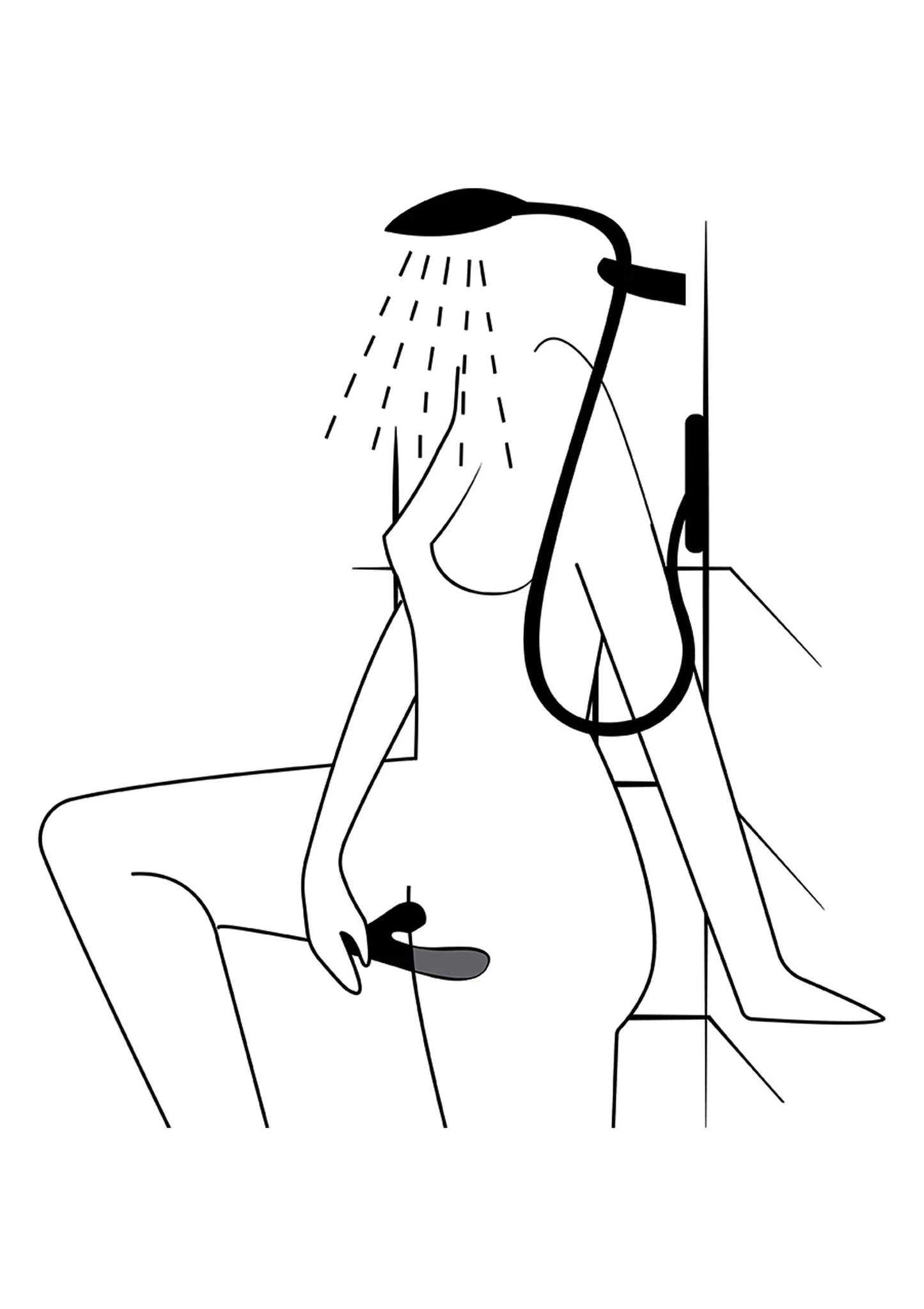 Getekend gebruik: konijnenvibrator geplaatst op een persoon zittend.