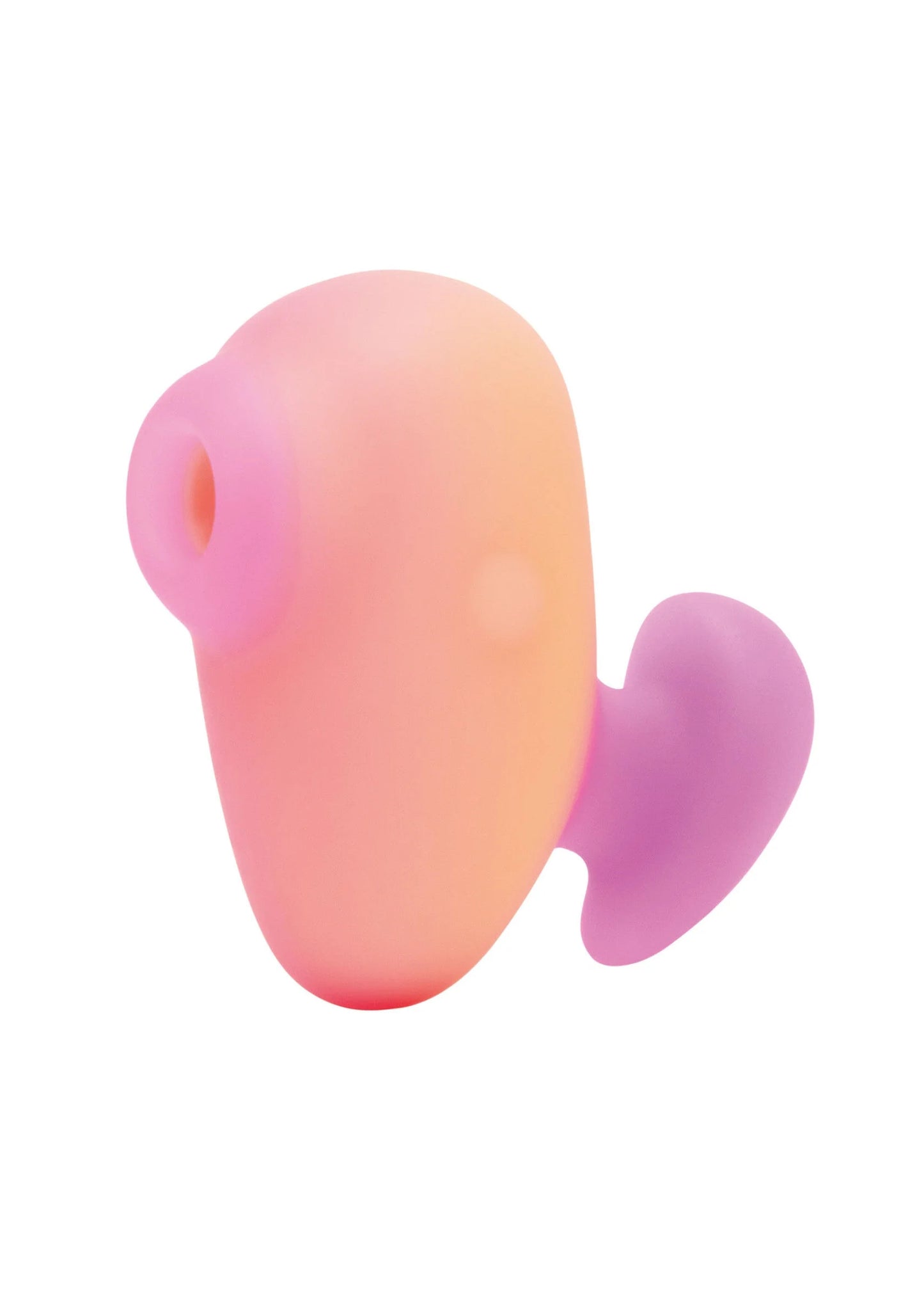 Roze vibrator met paars hartvormig hulpstuk en ronde opening aan de zijkant