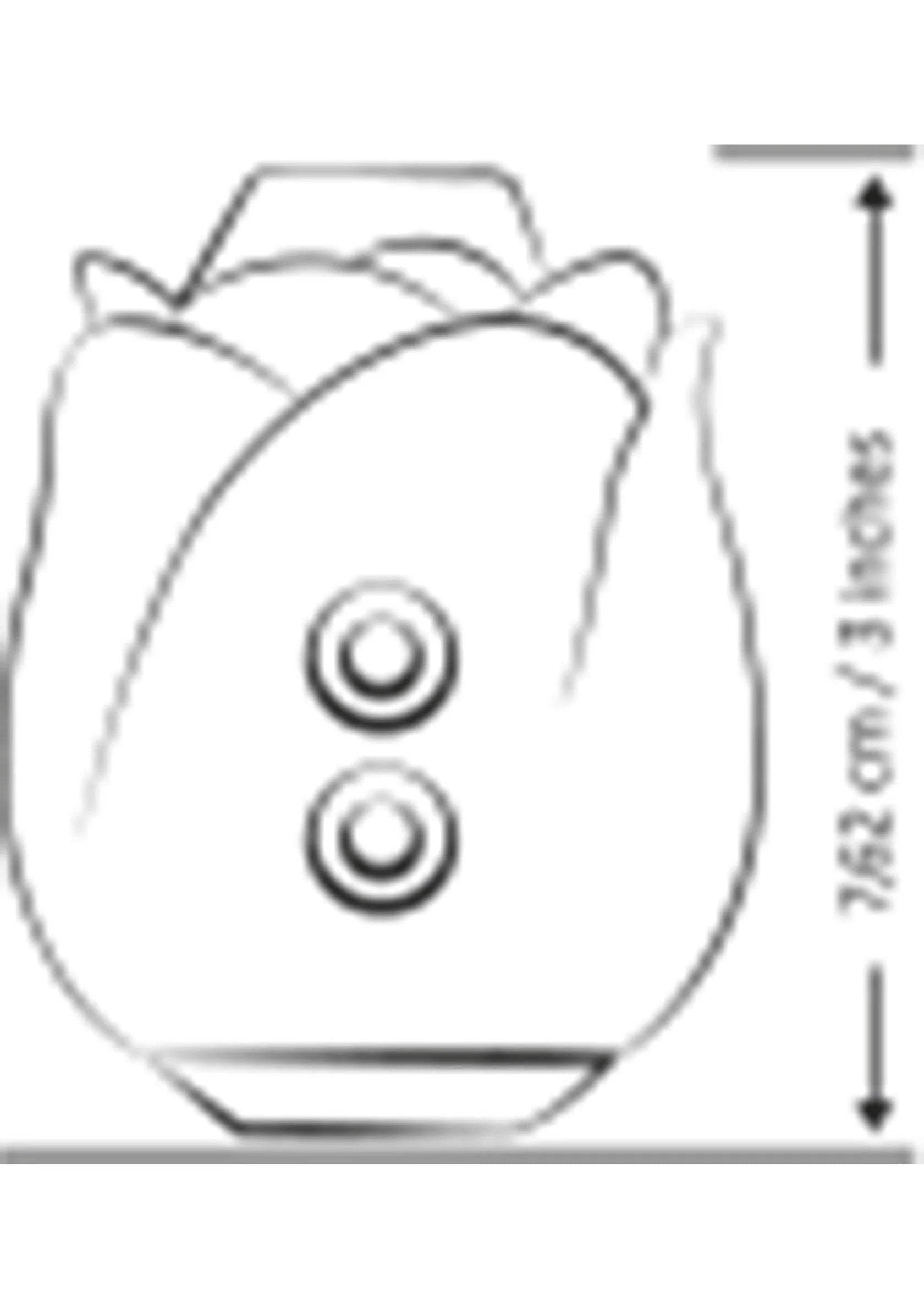Diagram van lucht-druk massager met afmetingen: 75 mm breed en 78 mm hoog