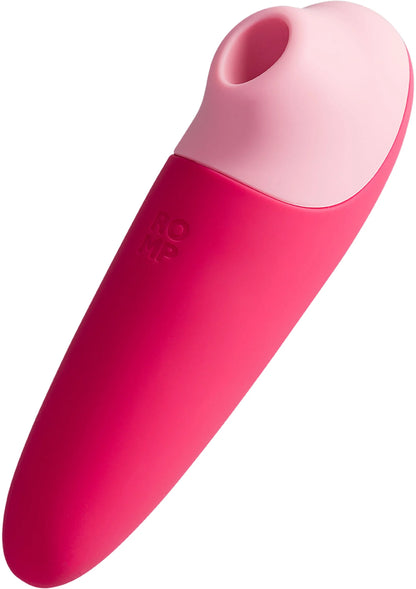 Roze vibrator met afgeronde top en staafvormige body; gladde textuur, één apparaat.