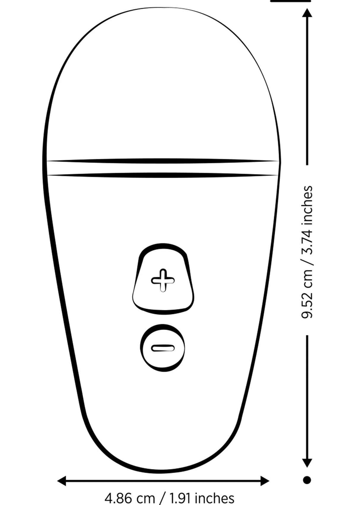 Airpressure vibrator van Romp, ovaal ontwerp met plus- en min-knoppen