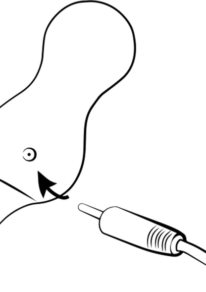 Uiteinde van turkooiskleurige Romp Cello tip-vibrator, plaatsingspijl