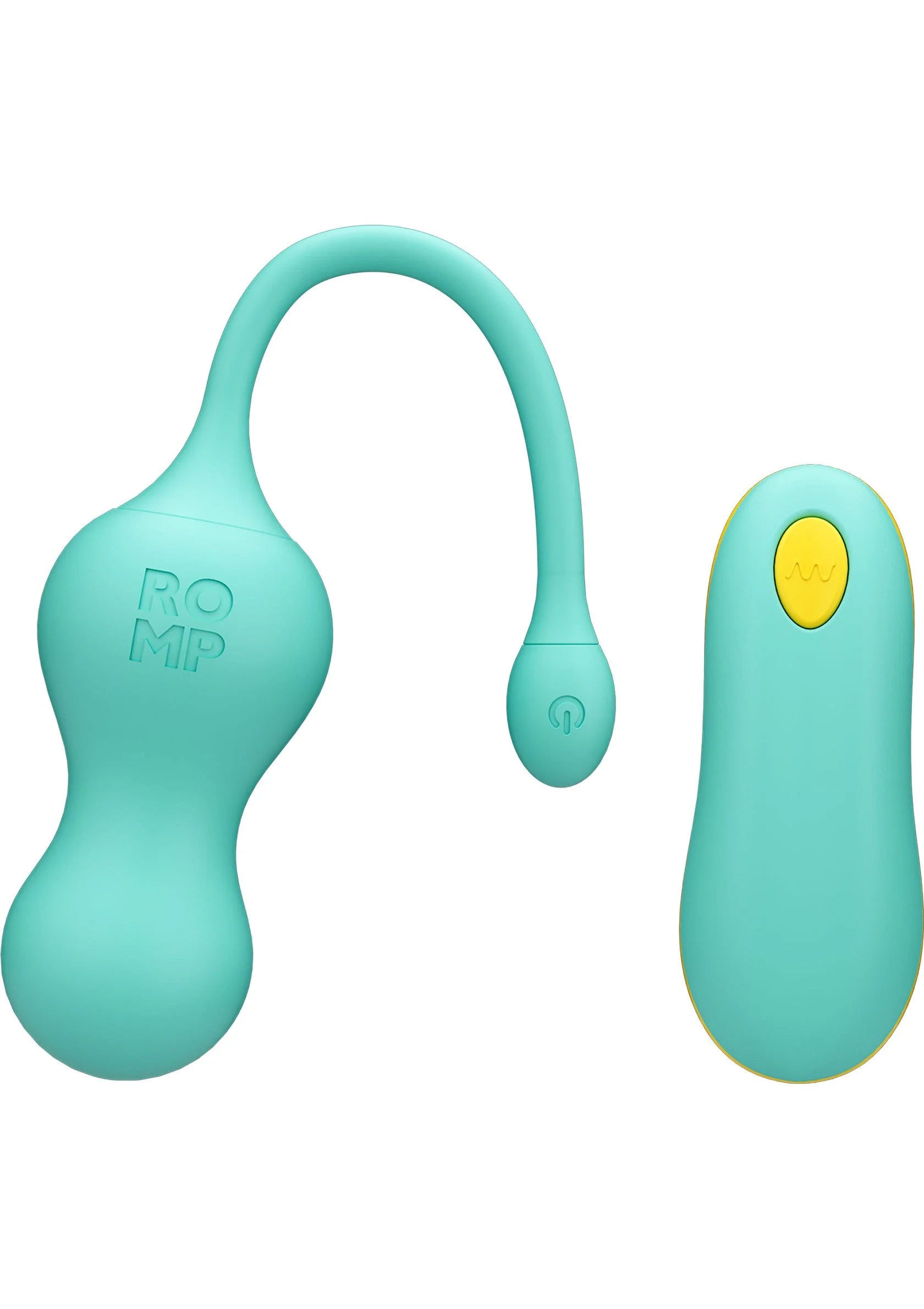 Turquoise g-spot vibrator met ronde vorm en gebogen steel, plus apart kleiner opzetstuk