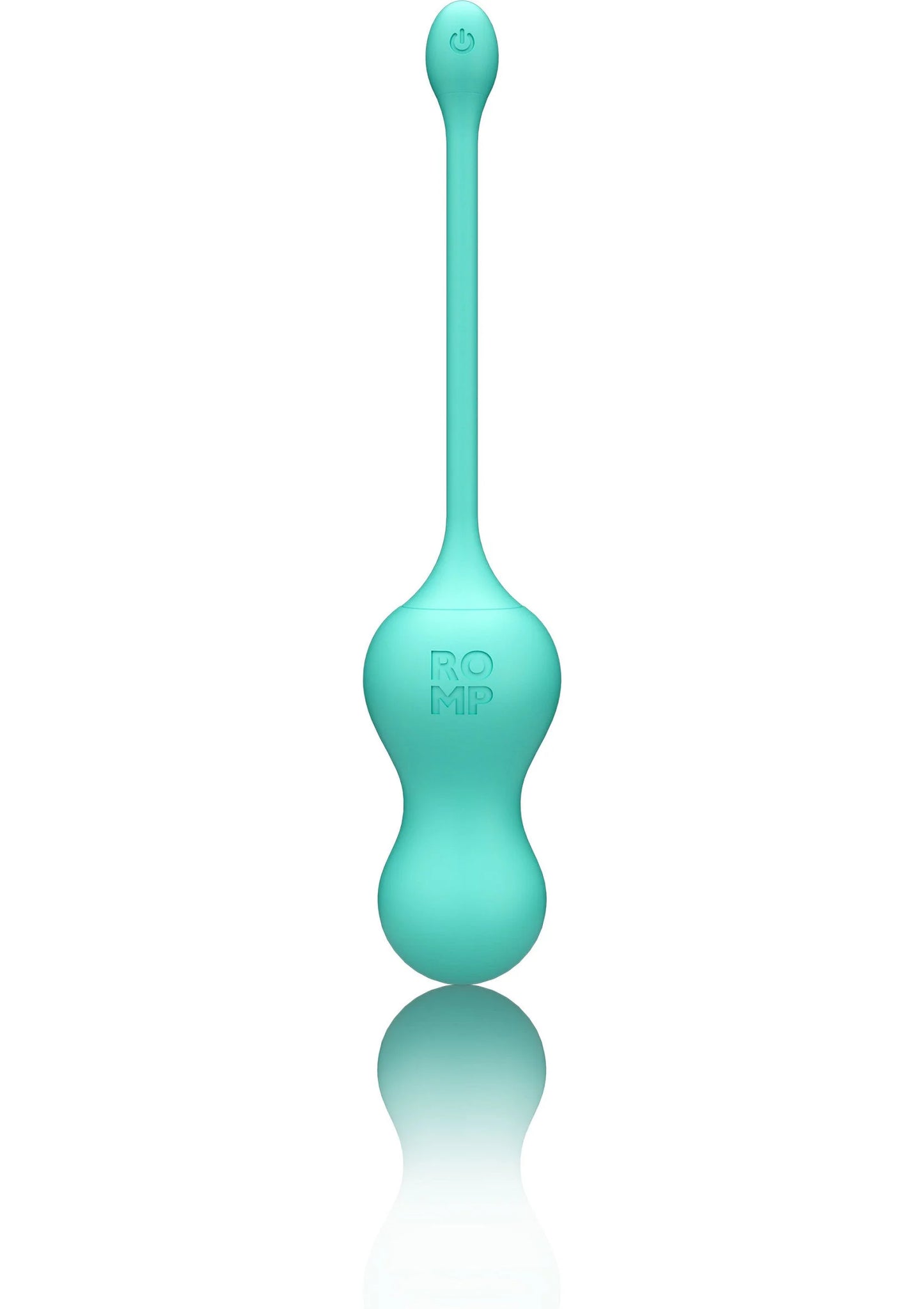 Turquoise g-spot vibrator in zijaanzicht met ronde body en lange gebogen steel