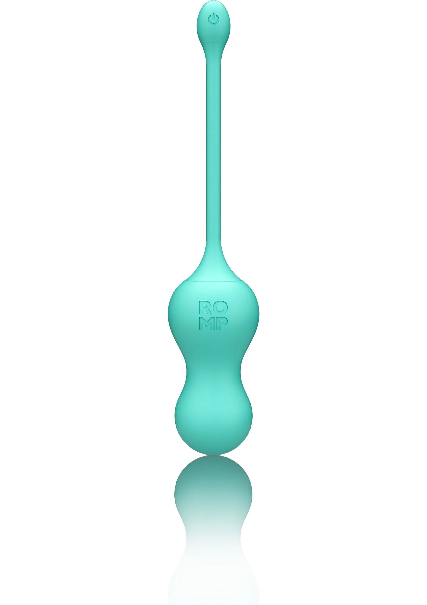 Turquoise g-spot vibrator in zijaanzicht met ronde body en lange gebogen steel