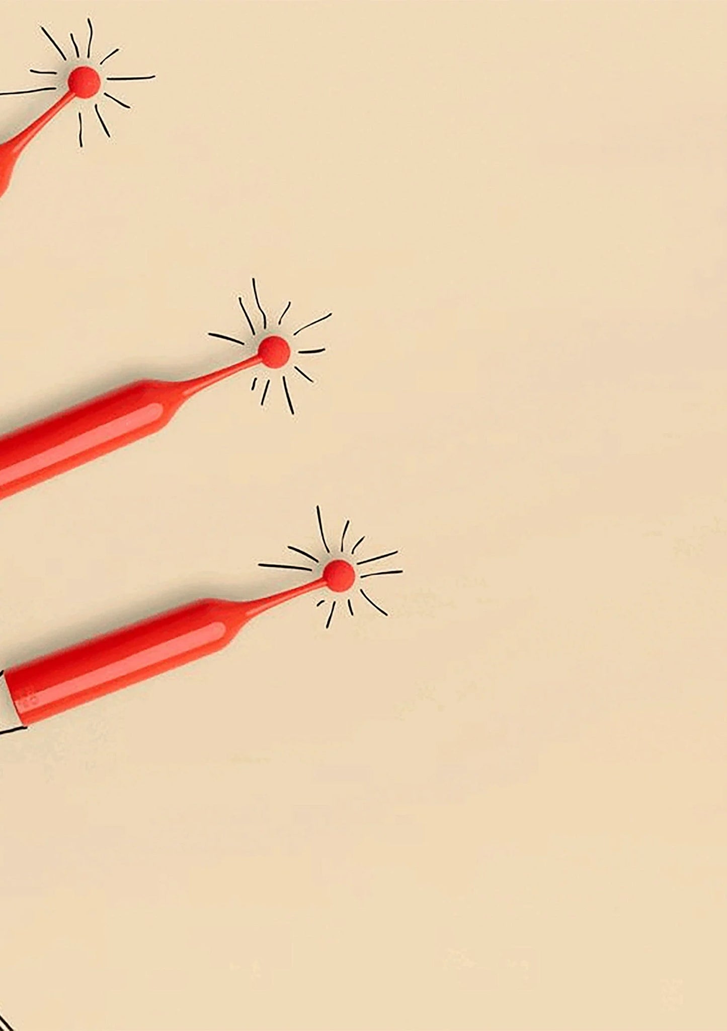Rode Romp pop-tip vibrator met trilmotieven rond de kop