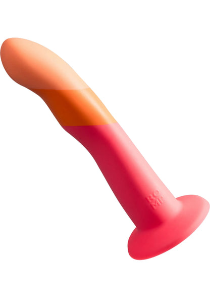 Romp Dizi G-spot vibrator, oranje-rood, glad en gebogen met brede voet