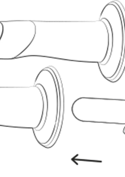 Schematische tekening van meerdere zuignapvoeten en cilindrische dildo-vorm
