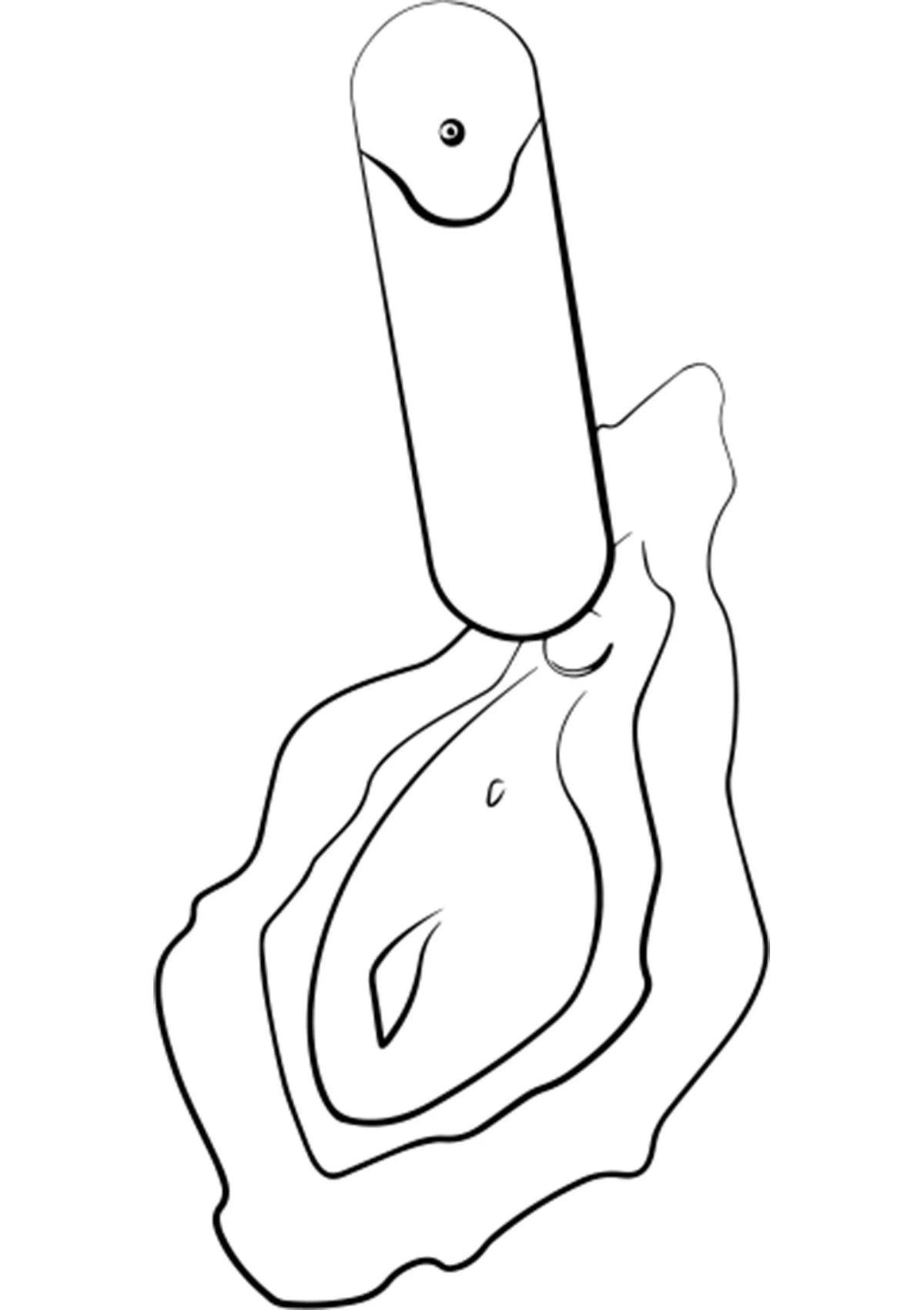 Mini vibrerende bullet-vibrator, schematische weergave op hand/lichaam