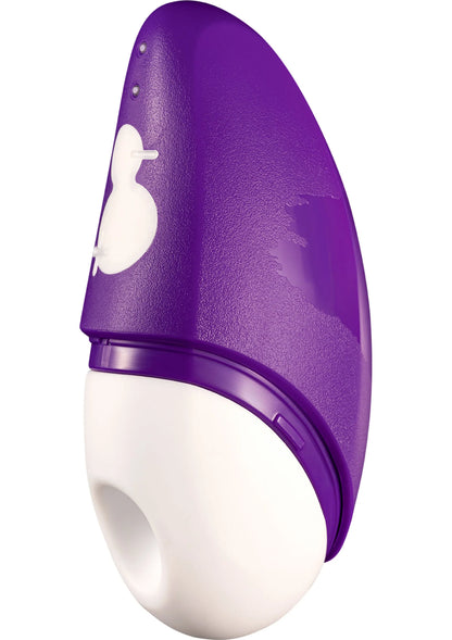 Paarse en witte luchtdrukvibrator met luchtkraag en wit opzetstuk