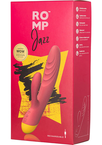 Doos van Romp Jazz seksvibrator in rood met afbeelding van het apparaat