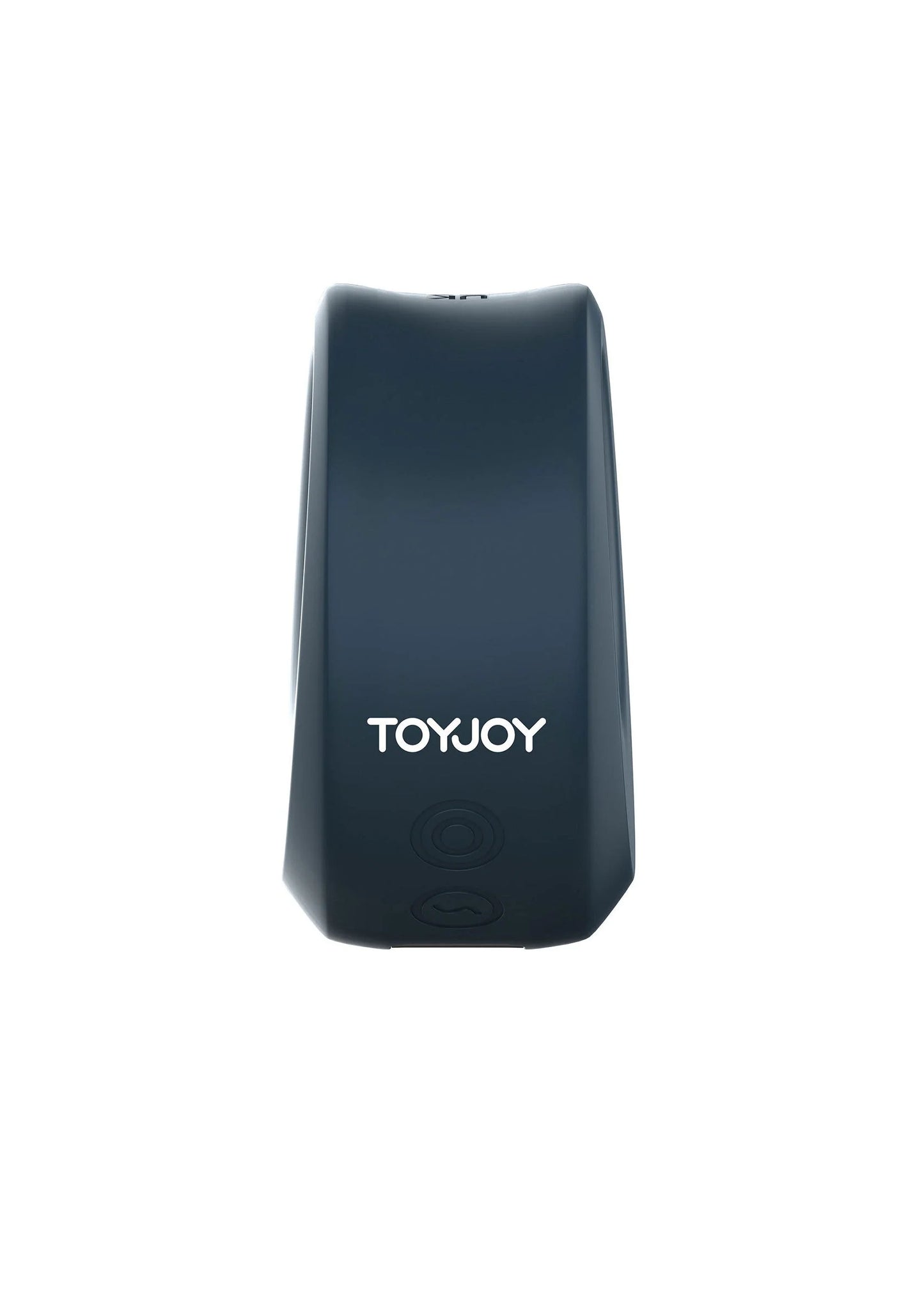 Donkerblauwe smalle C-ring zijde met TOYJOY-tekst en ronde knoppen.