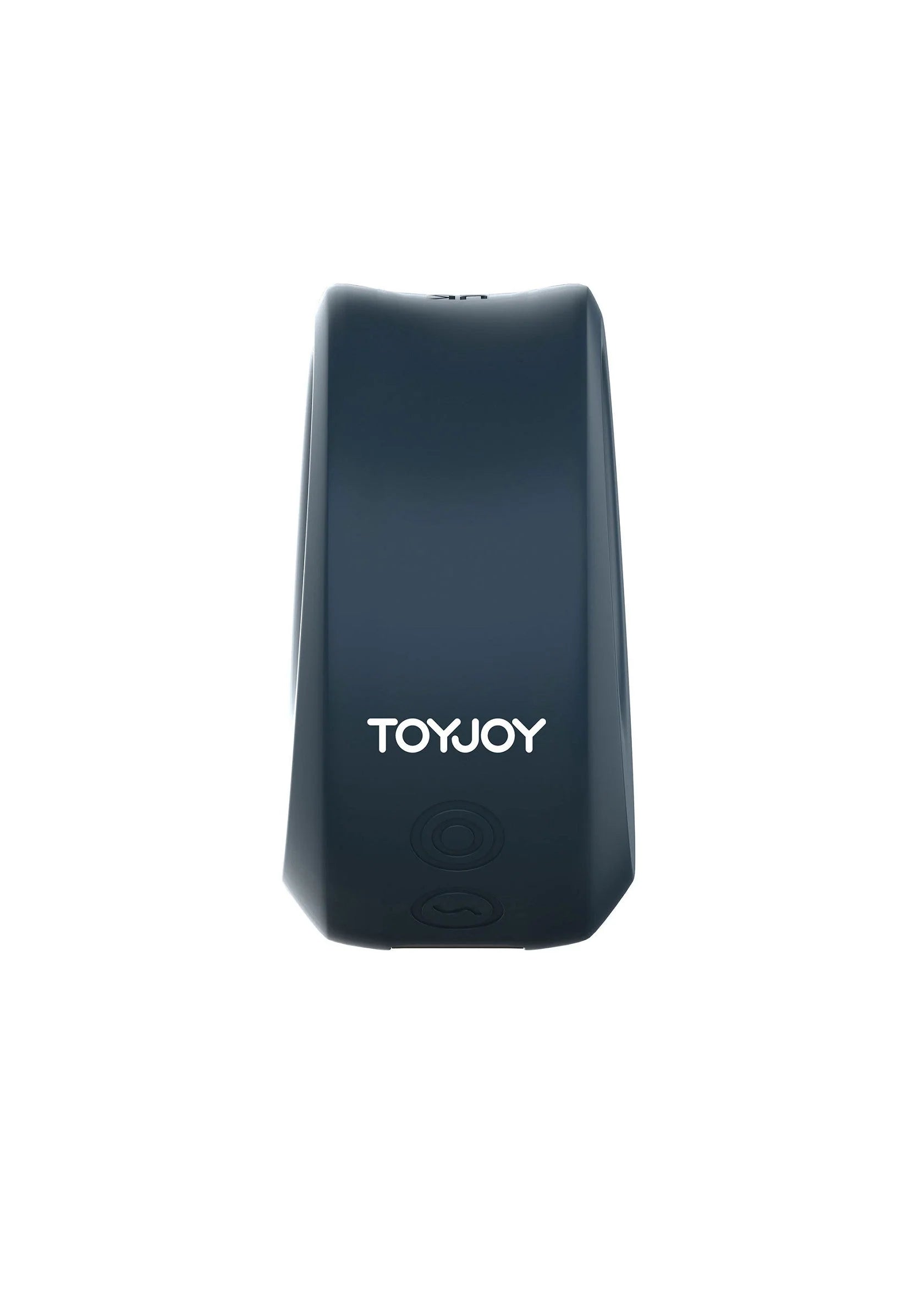 Donkerblauwe smalle C-ring zijde met TOYJOY-tekst en ronde knoppen.