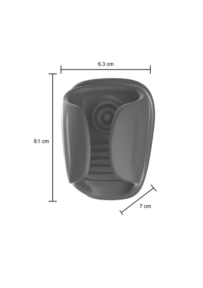 Zwarte voorzijde-stroker met afmetingen 6,3 cm × 8,1 cm × 7 cm