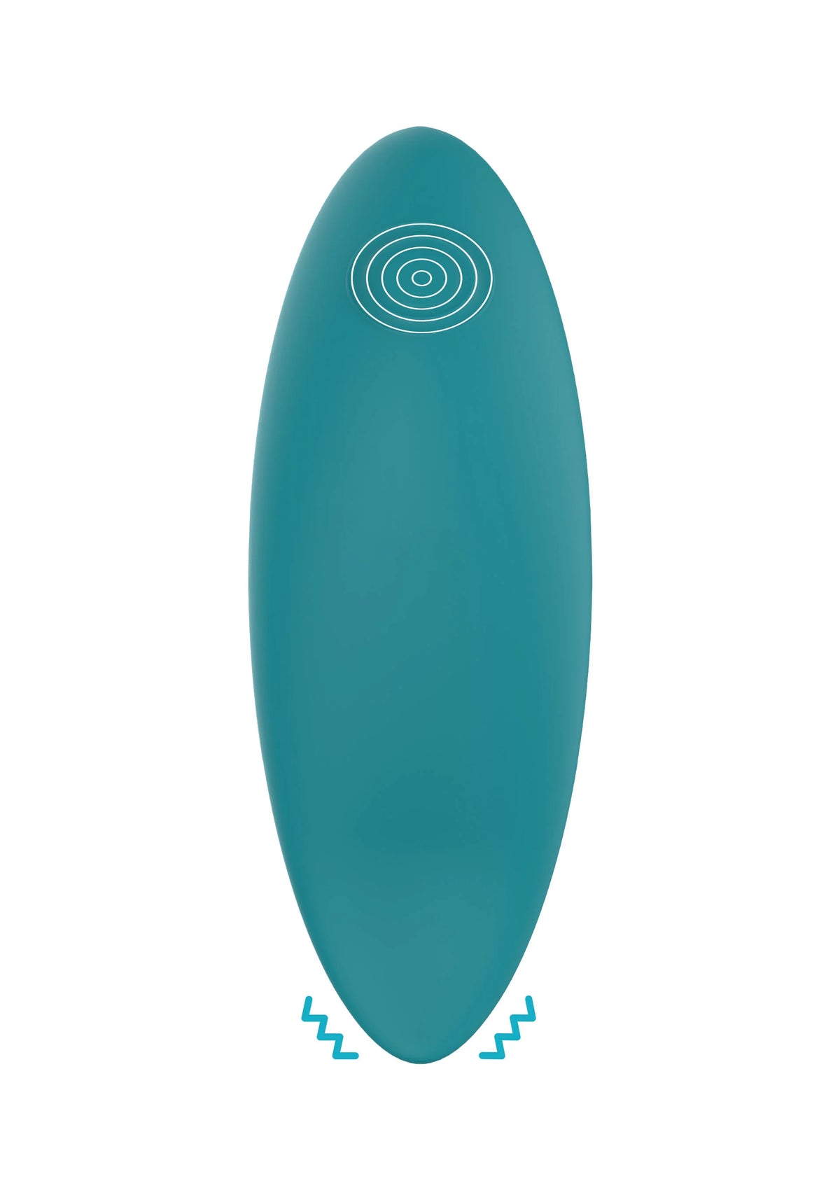 ToyJoy Mira tapping-stimulator, teal ovale behuizing met ringen op bovenkant en voetjes