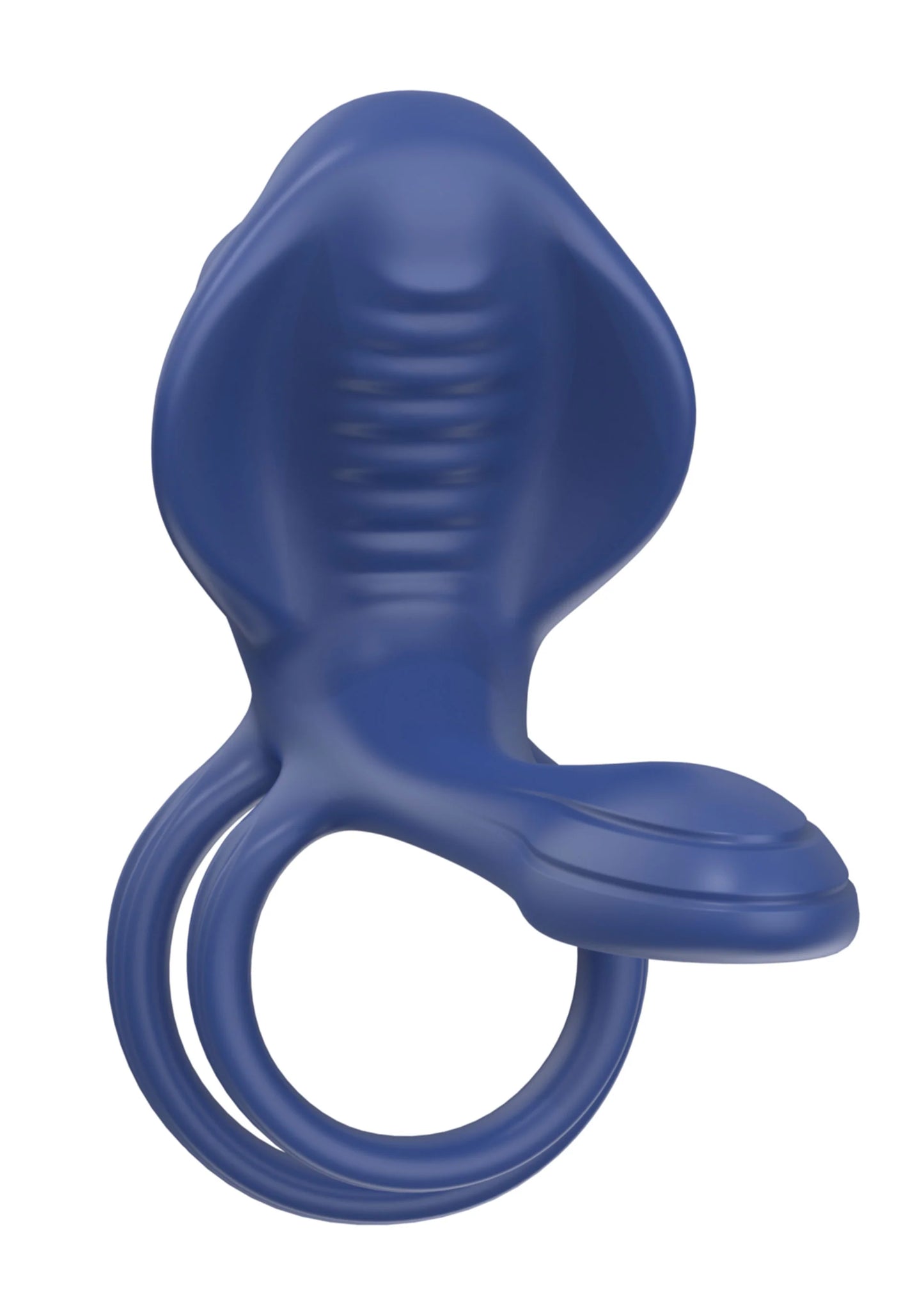 Blauwe vibratorring van voren: ovale kop met lusvormige onderring