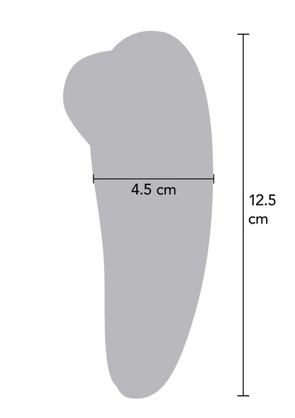 Afmetingendiagram luchtstimulator: 4,5 cm breed en 12,5 cm hoog