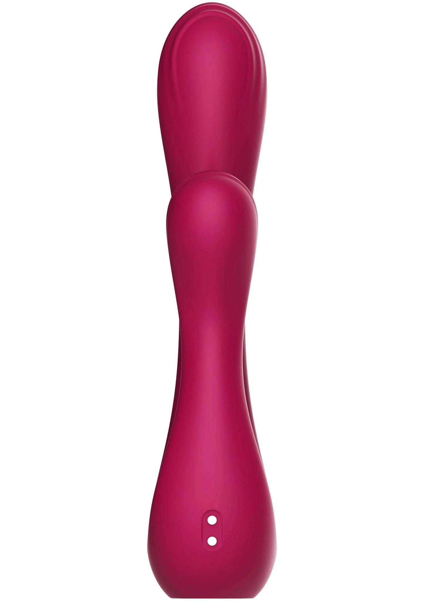 U-vormige seksspeeltje-vibrator in donkerroze met twee kleine puntjes onderaan.