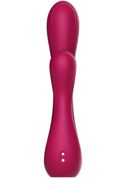 U-vormige seksspeeltje-vibrator in donkerroze met twee kleine puntjes onderaan.