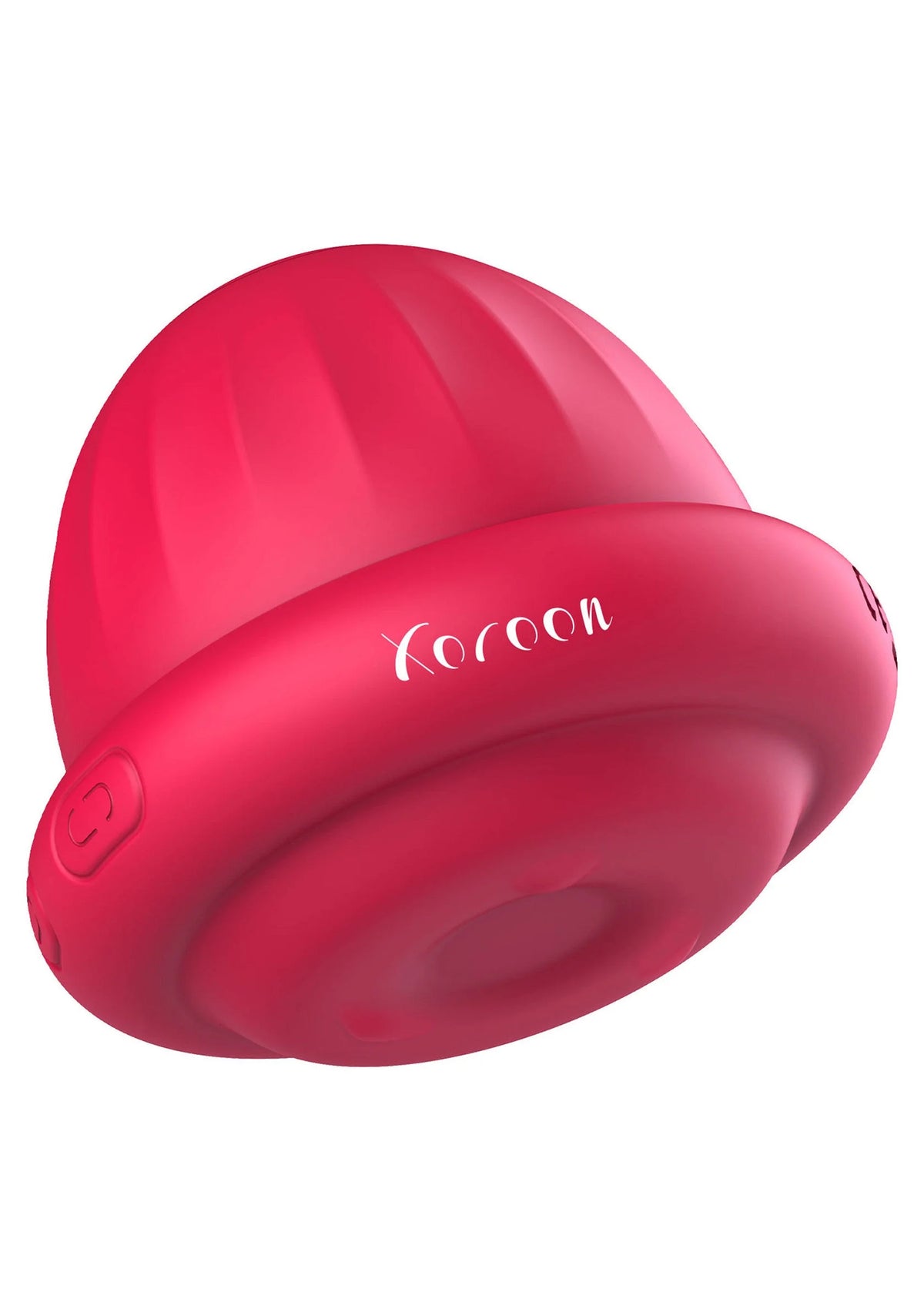Rode Xocoon clitorisstimulator, ronde opzet met merklogo op de behuizing