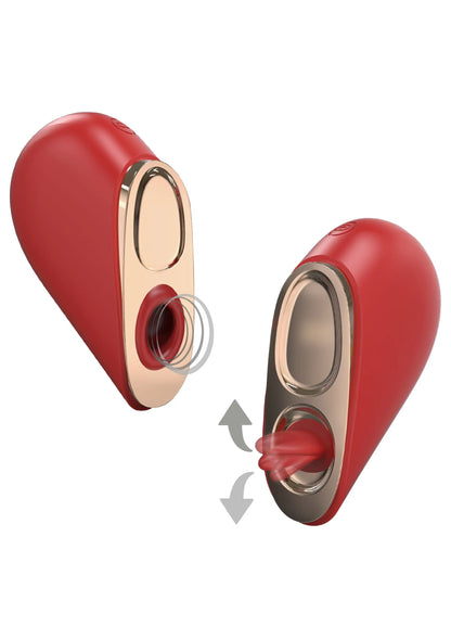 2-in-1 stimulator met rood hartvormig ontwerp en ovale opening
