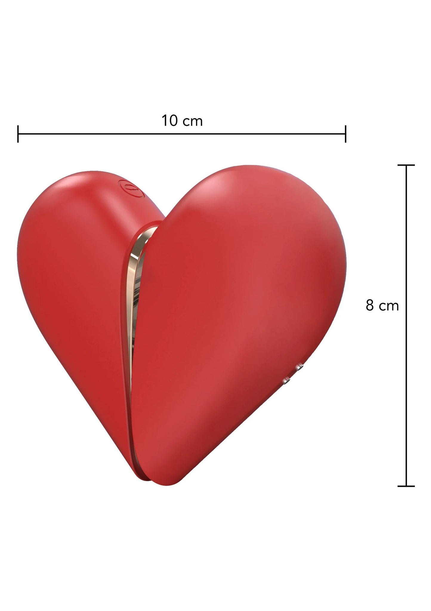 Rode hartvormige 2-in-1 stimulator met afmetingen 10 cm en 8 cm