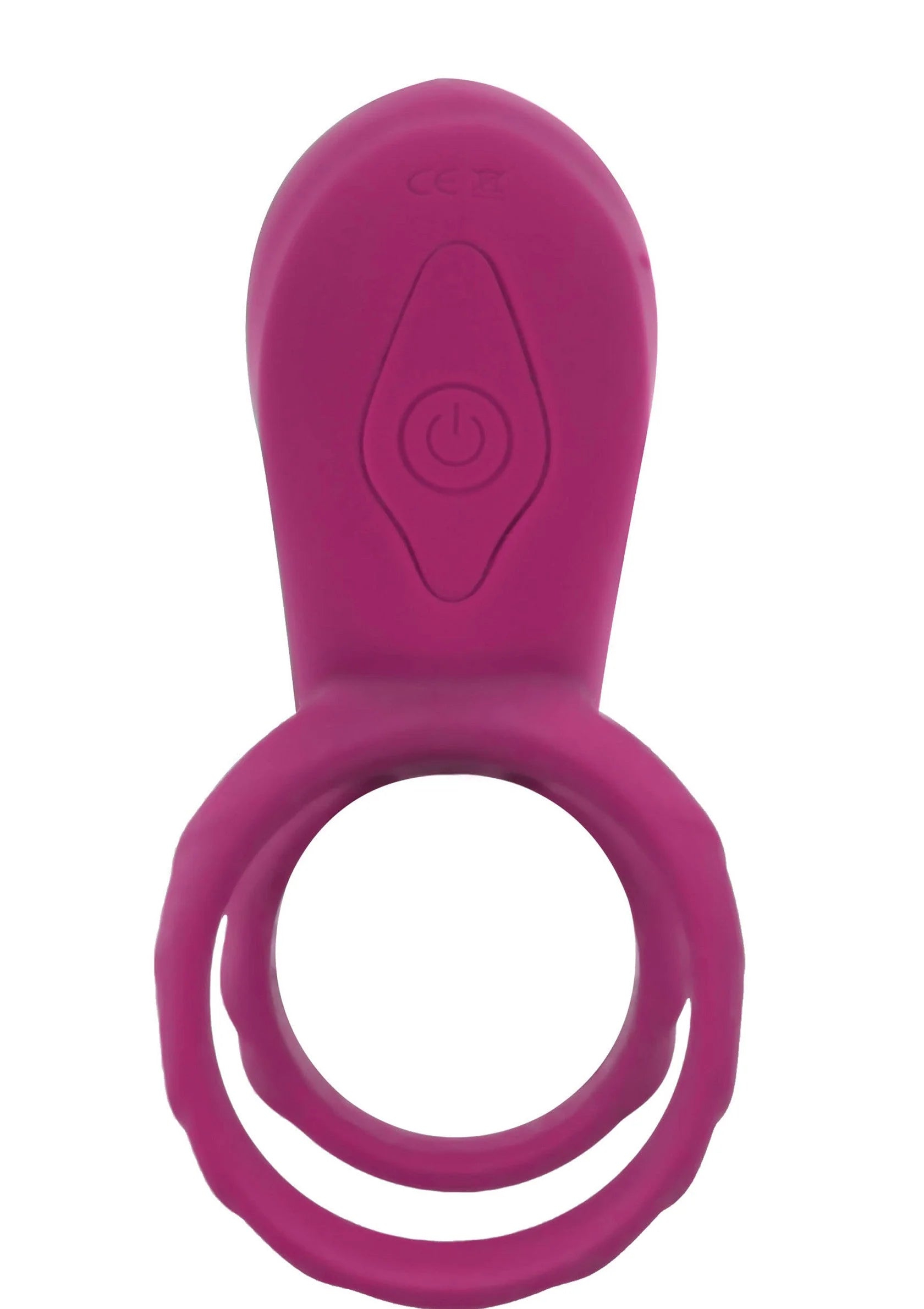 Paarstimulator-ring met ronde draagring en aan/uit-knop op de bovenkant, paars