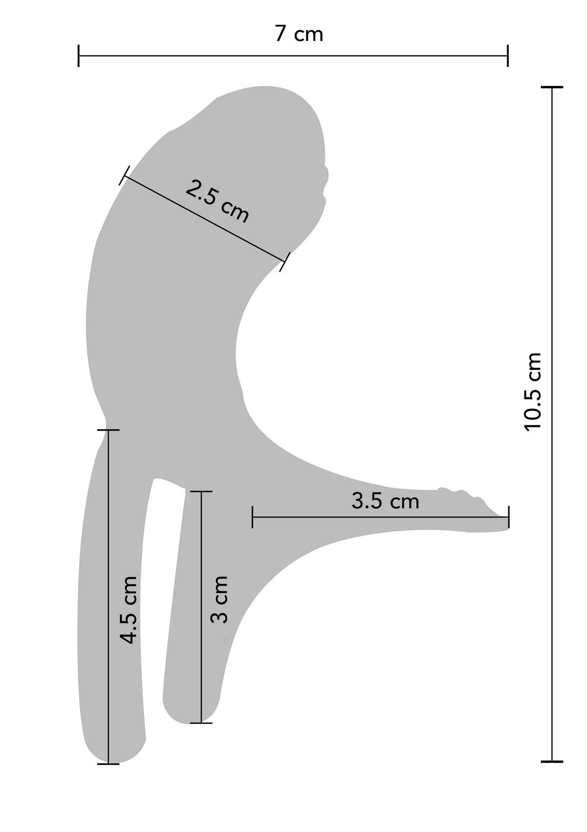 Afmetingen: 7 cm breed, 10,5 cm hoog, 4,5 cm diep; 2,5 cm aansluitpunt