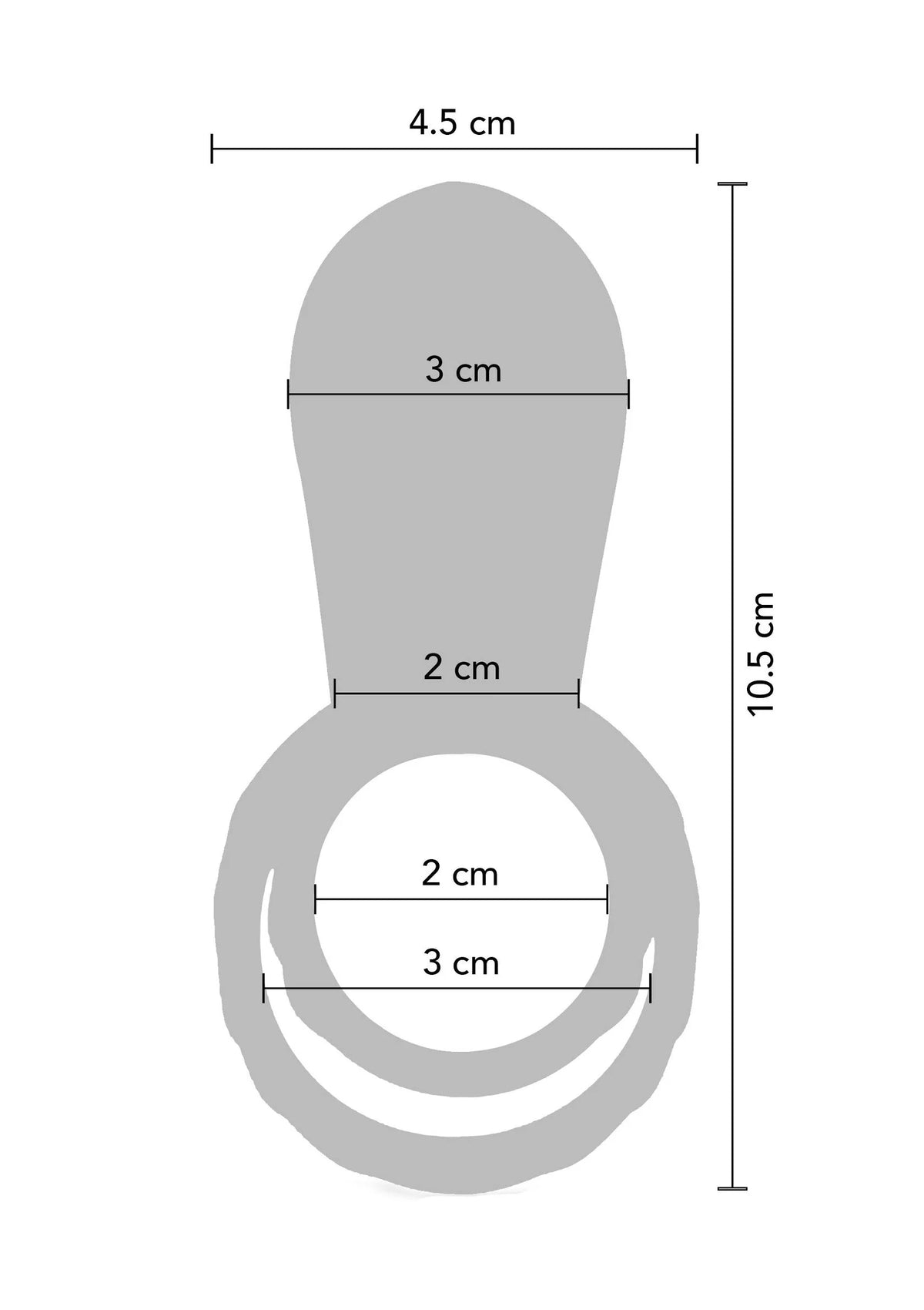 Afmetingen: 4,5 cm breed, 10,5 cm hoog; ringopening 2 tot 3 cm