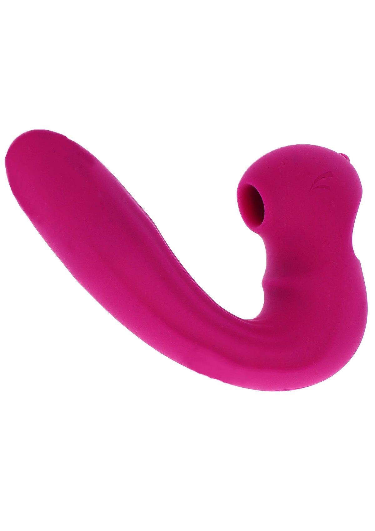 Roze U-vibrator met ronde open kop en glad gebogen steel.