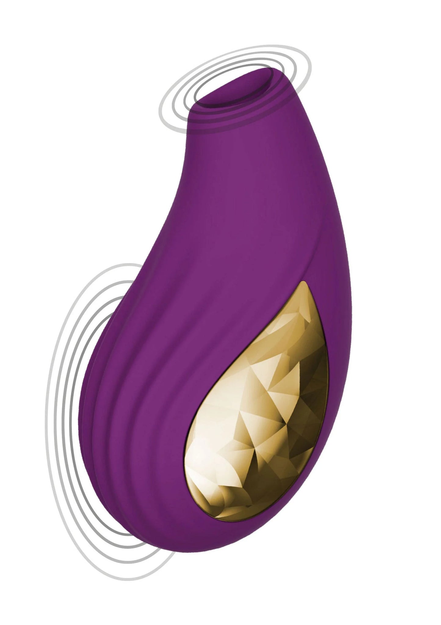 Paarse teardrop handheld pulse stimulator met gouden inzetstuk